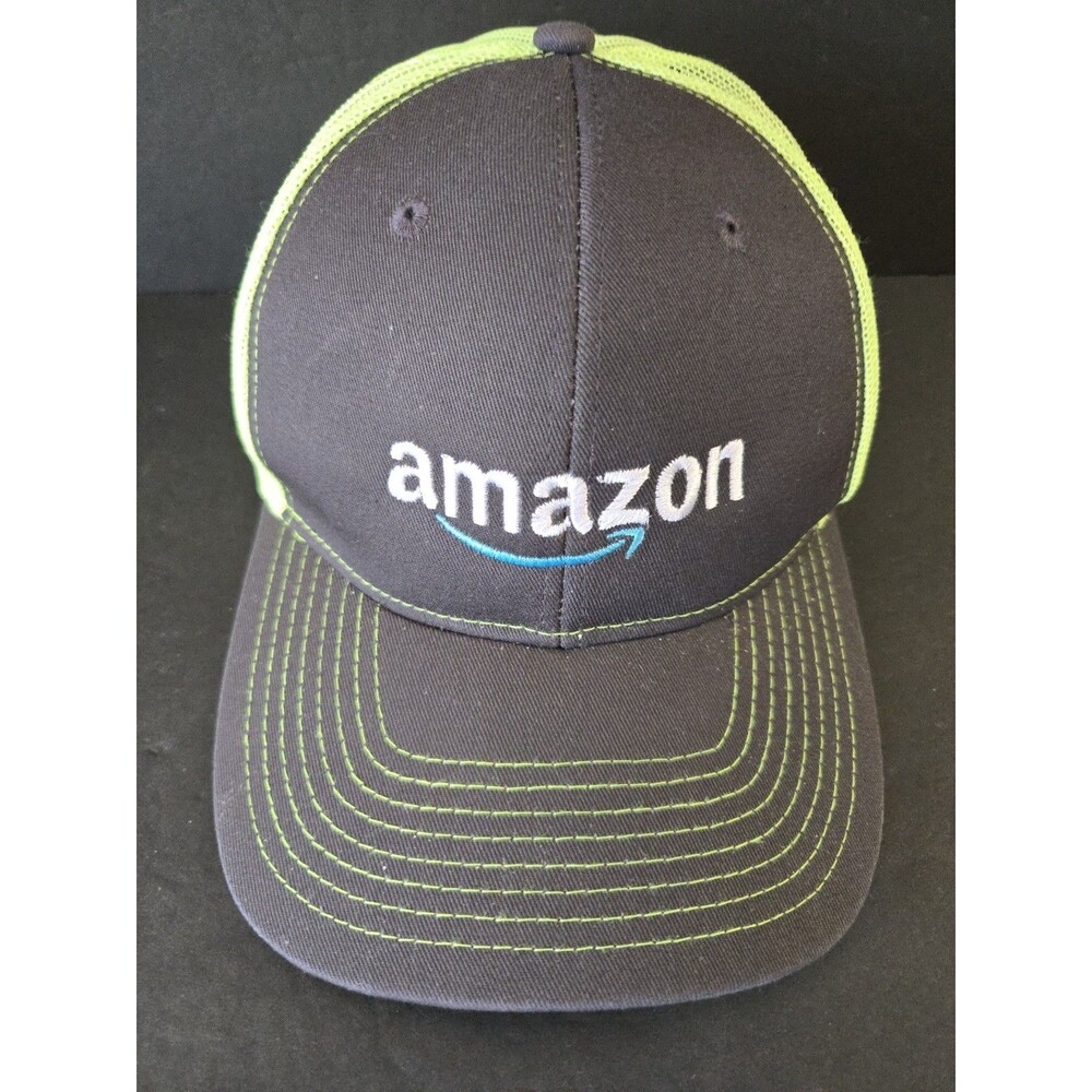 Amazon Logo Hat Unisex Black/Yellow Acrylic Snapback Trucker Hat Cap Neon